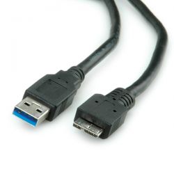 ROLINE 11.02.8873 :: ROLINE USB 3.0 кабел, A М - Micro B M, 0.8 м