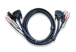ATEN 2L-7D02UI :: DVI-I KVM Cable, Single Link, DVI-I M + USB type A M + 2 Audio plugs >> DVI-I M + USB type B M + 2 Audio plugs, 1.8 m