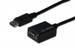 ASSMANN AK-340403-001-S :: Конвертиращ кабел DisplayPort към VGA, DP - HD15, M/F, 0.15 м
