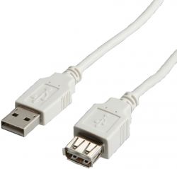 ROLINE S3112-250 :: USB 2.0 кабел, A-A, M/F, бежов, 1.8 м