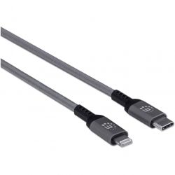 MANHATTAN 394307 :: Kабел USB Type-C към 8-Pin Lightning за iPhone, iPad и iPod, MFi, 1.8m, сив
