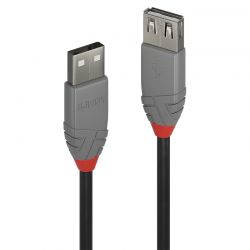 LINDY LNY-36700 :: USB 2.0 кабел, Anthra Line, Type A-А, M/F, удължителен, 0.2 м