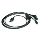 ROLINE 11.02.8306 :: ROLINE USB 2.0 Charging кабел, 1x Type A - 3x Micro B, M/M, 0.8 м