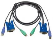 ATEN 2L-5002P/C :: KVM кабел, HD15 M + 2x PS2 M >> HD15 F + 2x PS2 M, Slim, 1.8 м