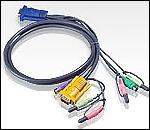 ATEN 2L-5302P :: KVM кабел, HD15 M + 2x PS2 M + 2 Audio plugs >> SPHD15 M + 2 Audio jacks, 1.8 м