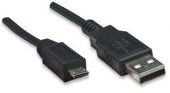 MANHATTAN 325684 :: Кабел USB А/М - microB/M 3.0 м, черен цвят