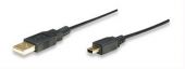 MANHATTAN 390347 :: Кабел USB 2.0 B-Mini 5pin, 1.8 м, черен цвят