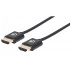 MANHATTAN 394369 :: Ултра тънък 4k High Speed HDMI кабел с Ethernet, HEC, ARC, 3D, 4K, M/M, Shielded, Черен, 1.8 m