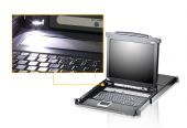 ATEN CL5708FM :: 8-Port Slideaway™ LCD KVMP Switch с 17" LCD конзола и FingerPrint четец