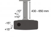 SBOX PM-18M :: Стойка за проектор, за таван, 20 кг, 430-650 мм