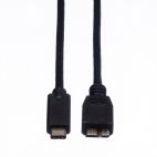 ROLINE 11.02.9005 :: USB 3.2 Gen 1 кабел, C-Micro B, M/M, черен цвят, 0.5 м