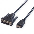 VALUE 11.99.5553 :: DVI кабел, DVI (18+1) - HDMI, M/M, черен цвят, 10.0 м