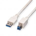 VALUE 11.99.8869 :: USB 3.2 Gen 1 кабел, A - B, M/M, бял цвят, 0.8 м