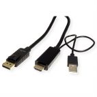 ROLINE 11.04.5992 :: HDMI към DisplayPort v1.2 кабел, активен, M/М, 2 м