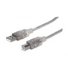 MANHATTAN 333405 :: Кабел USB 2.0, A-B, M-M, 480 Mbps, 1.8м, сребрист