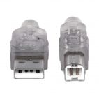 MANHATTAN 333405 :: Кабел USB 2.0, A-B, M-M, 480 Mbps, 1.8m, Translucent Silver