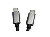ROLINE 11.02.8308 :: Захранващ кабел USB2.0 Type C, Y-Splitter за две устройства, C-C, M/M, 100W, 1.85m, черен